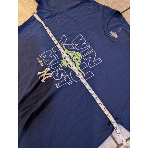 Star Wars Yoda New York Yankees T-Shirt 3XL Blue Win You Must MLB Postseason - Picture 6 of 8